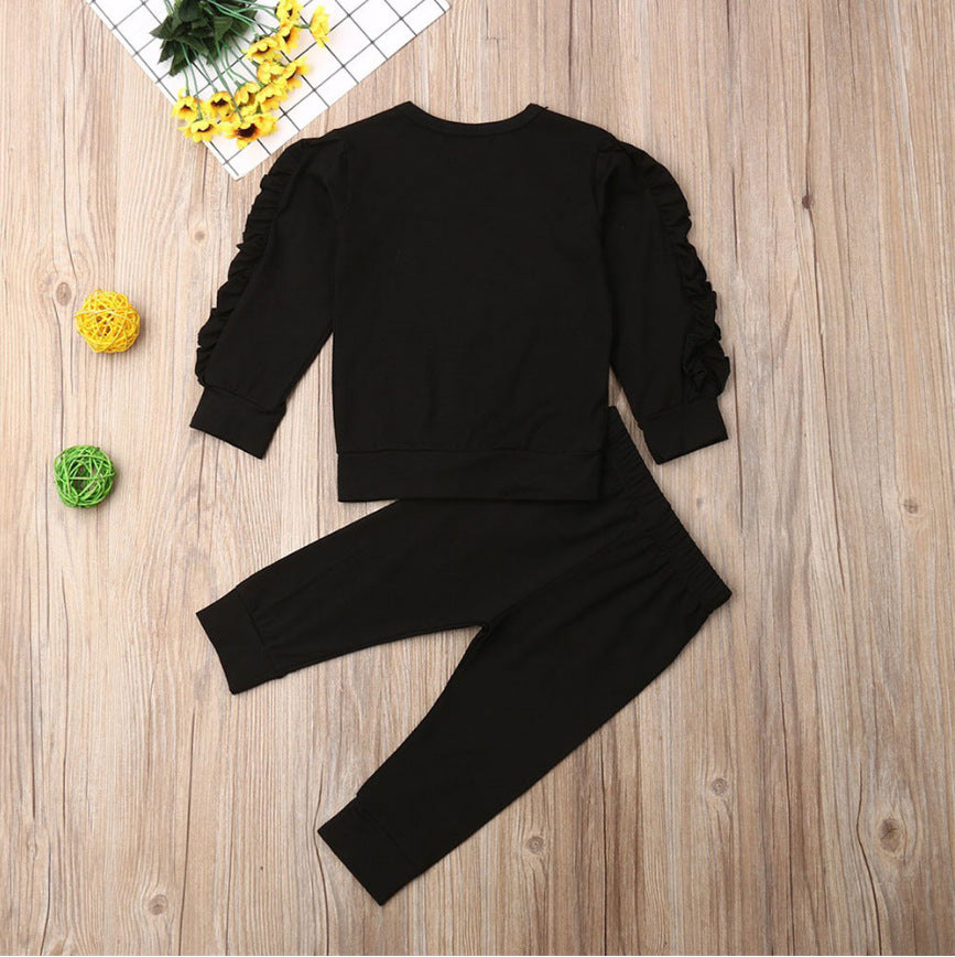 Newborn Baby  Girls Ruffles Jumper Solid Long Sleeve Sweatshirt Tops Pants Infant Kids 2Pcs Outfits Clothes Set Fall Clothes