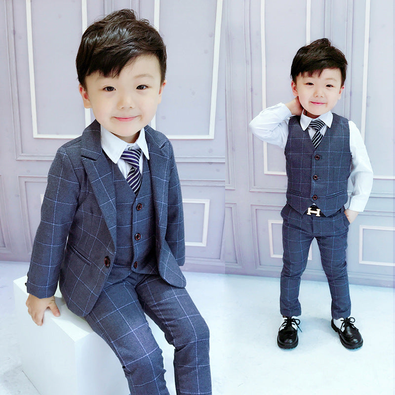 Boys 3 Piece Suit – Kids Formal Blazer, Waistcoat & Trousers Set for Weddings & Parties