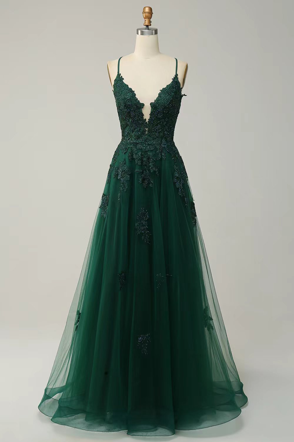 Women elegant sleeveless party gown with deep neckline