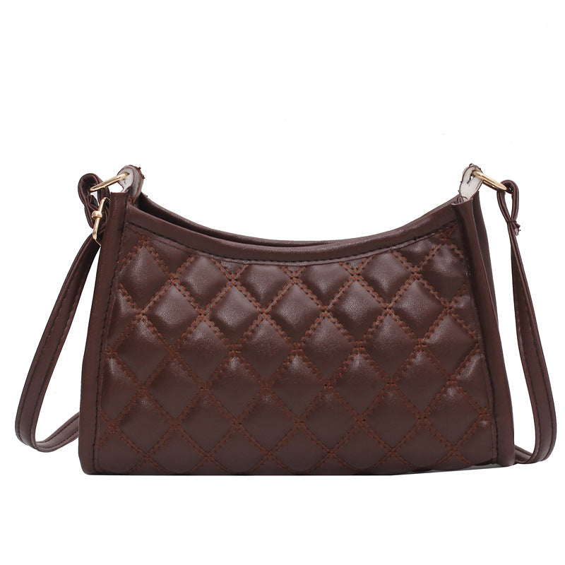Women's Fashion Embroidery Thread Rhombus Underarm Bag Belt