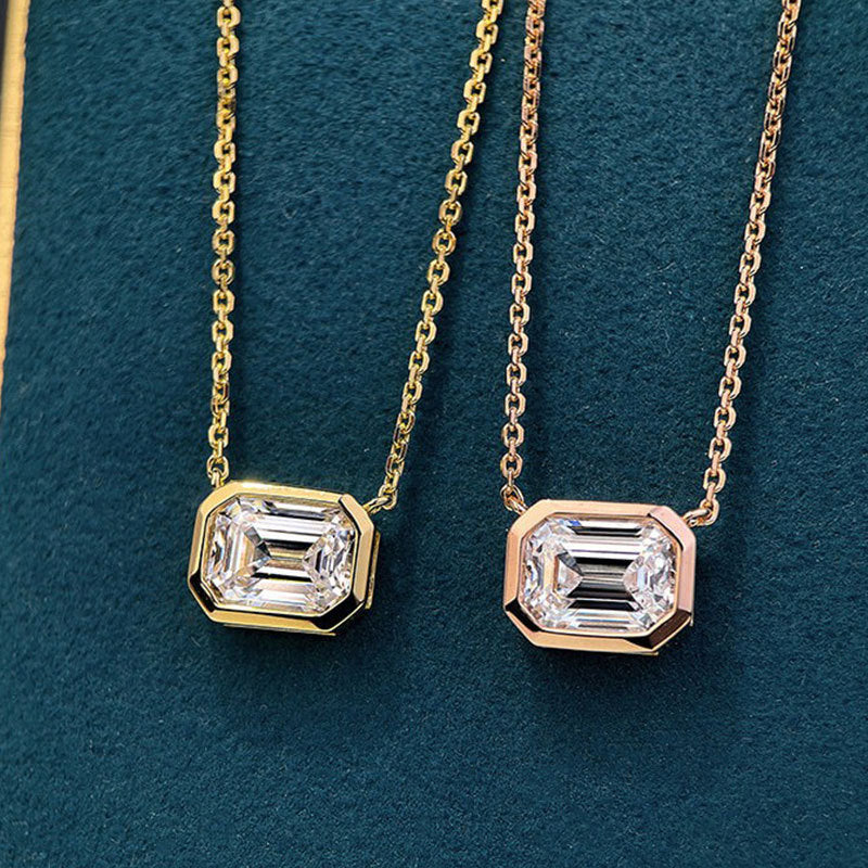 Rectangular Moissanite Necklace For Women