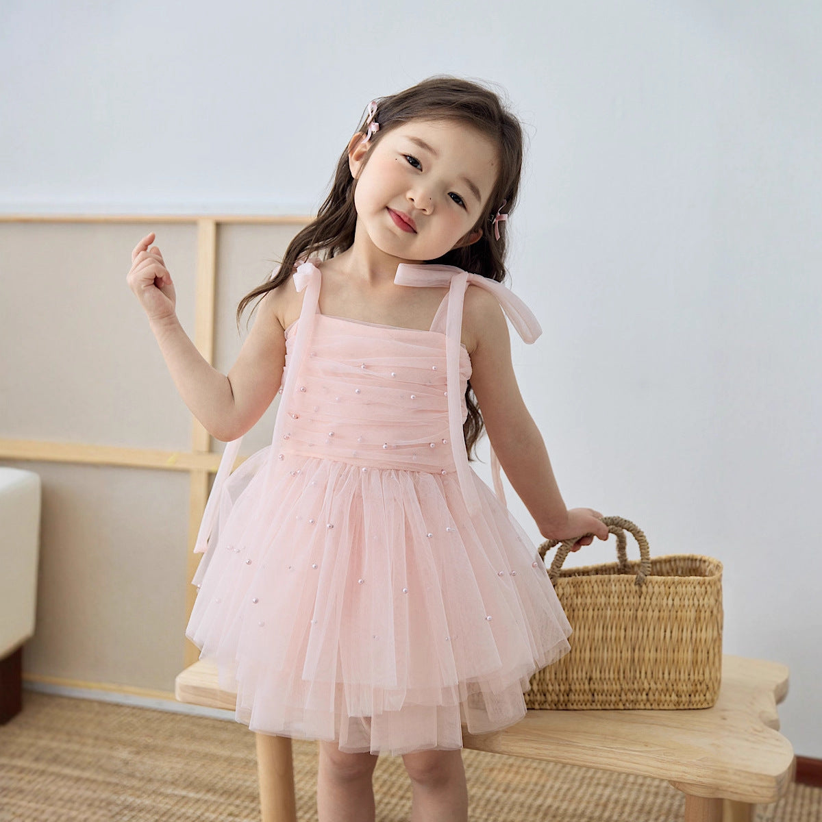 Girls' Spring New Style Suspender Princess Dress