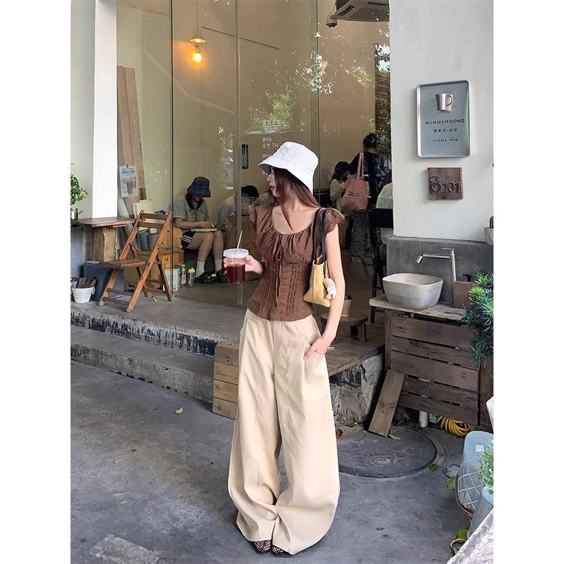 French-style Ruffled-edge Blouse Top For Women