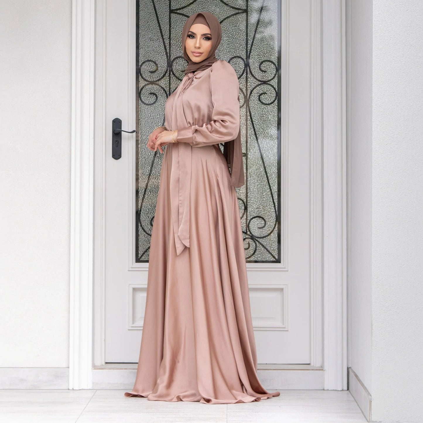 Luxury modest evening gown for formal occasions