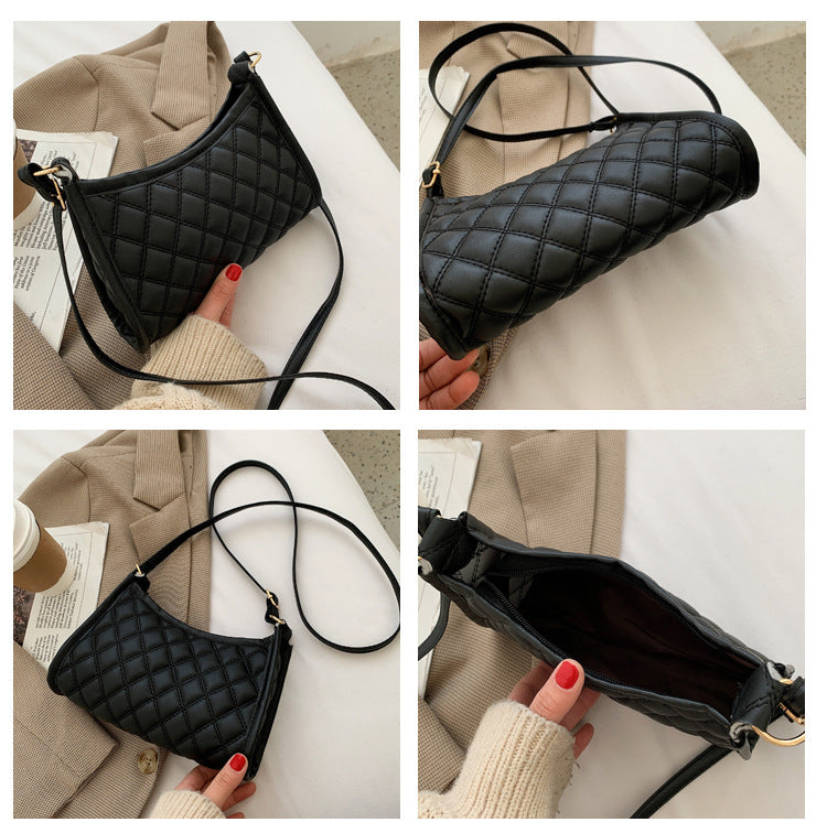 Women's Fashion Embroidery Thread Rhombus Underarm Bag Belt