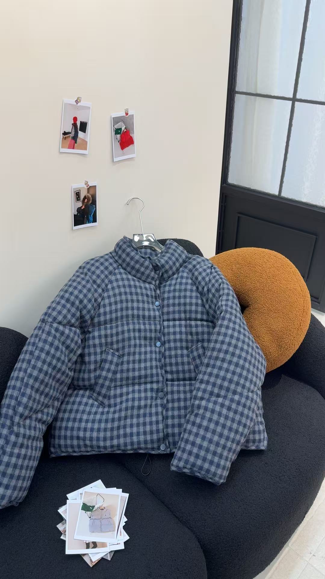 Loose, Cropped Plaid Puffer Jacket For Women