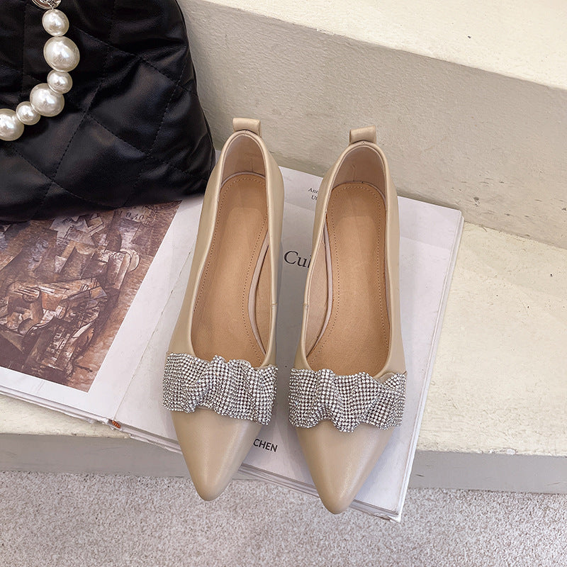 Top Layer Cowhide Pointed Toe Fashion Single Shoes Women