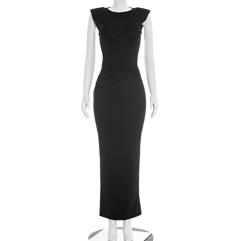 Fastener-free Sleeveless Back-split Bodycon Sheath Dress
