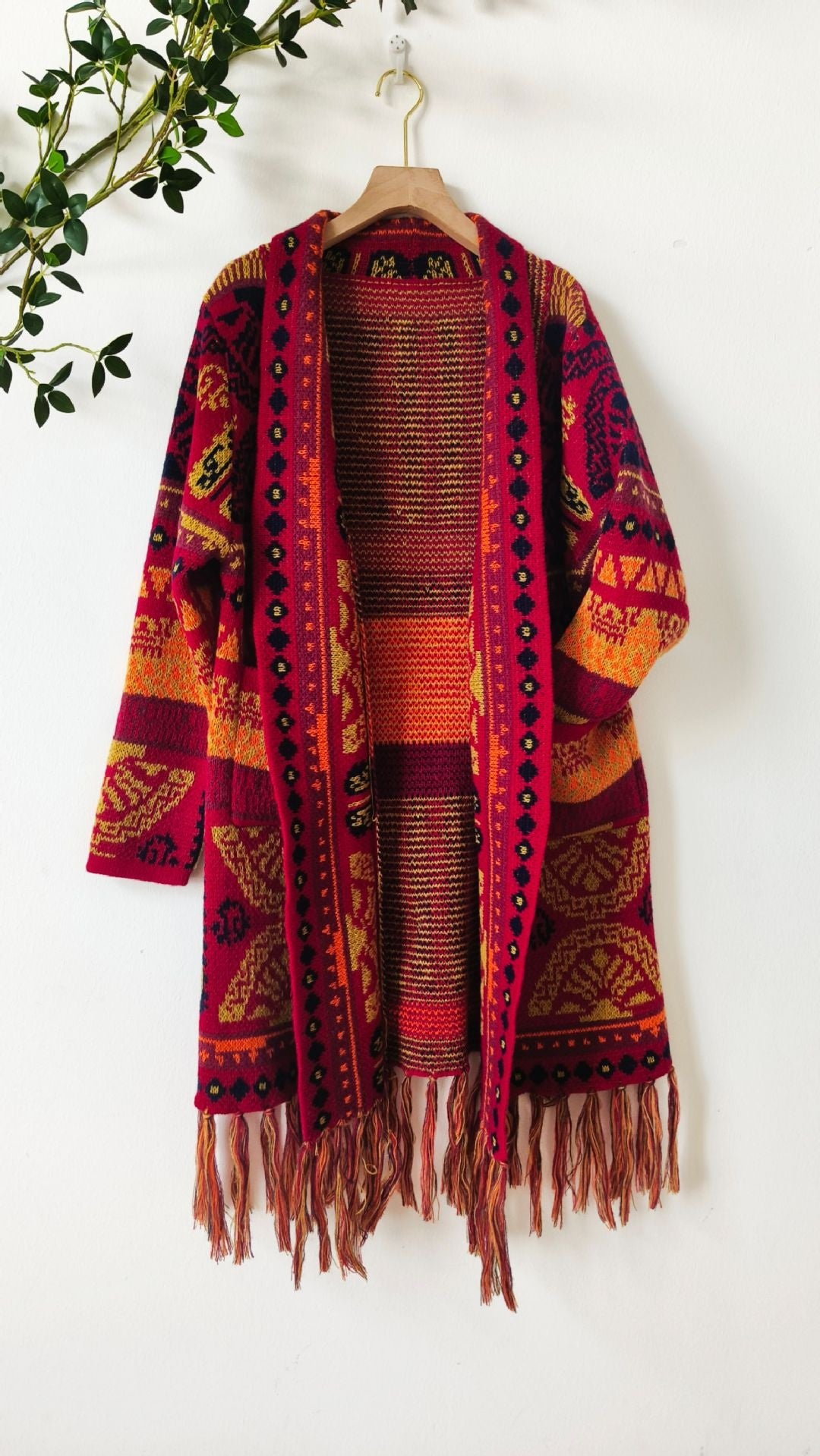 Autumn And Winter European And American Jacquard Retro Ethnic Style Women's Cardigan Version Loose Wool Cardigan
