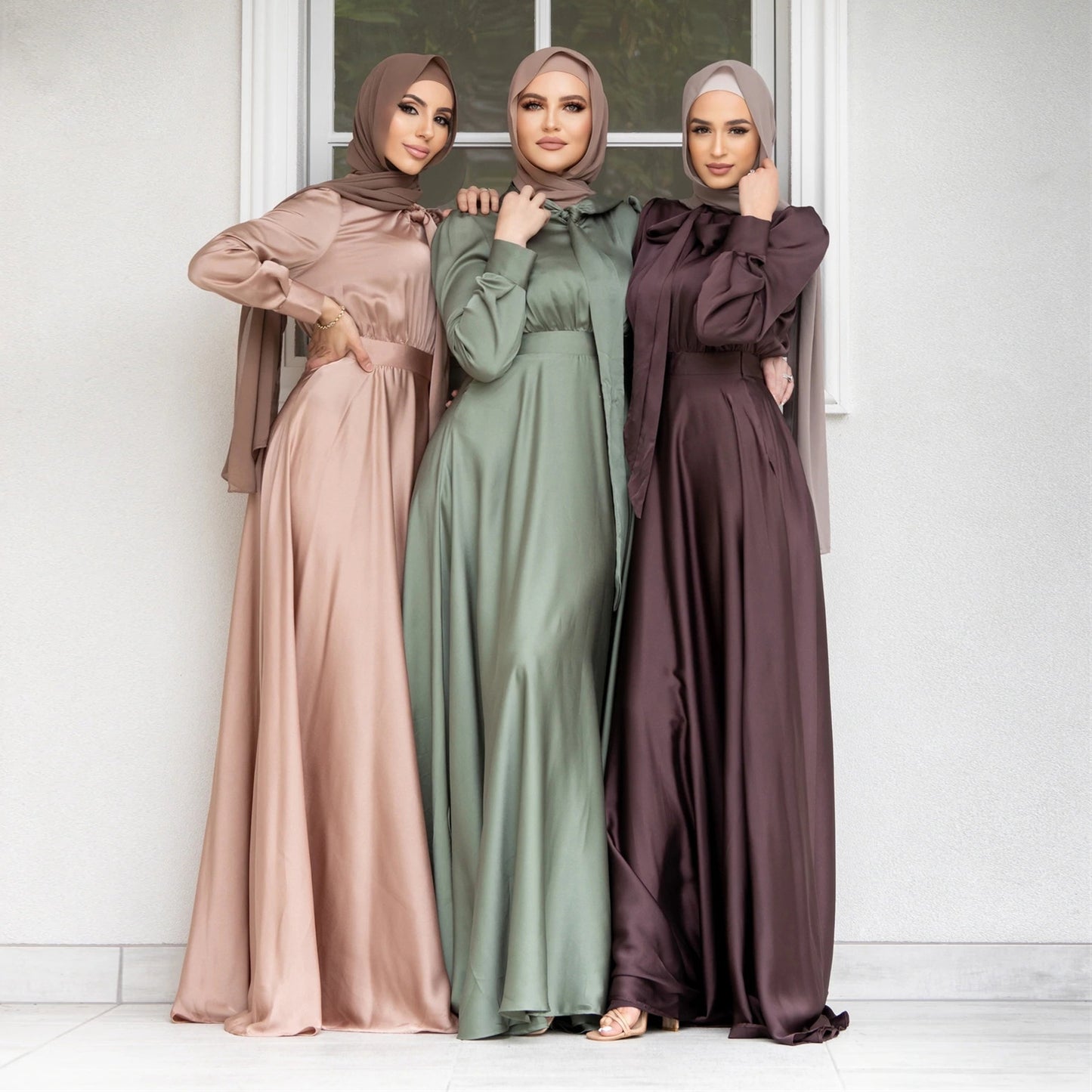 Elegant satin maxi dress for women