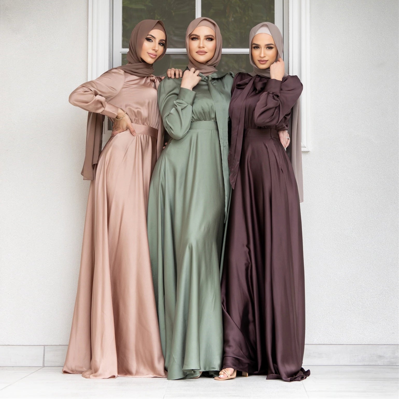 Elegant satin maxi dress for women