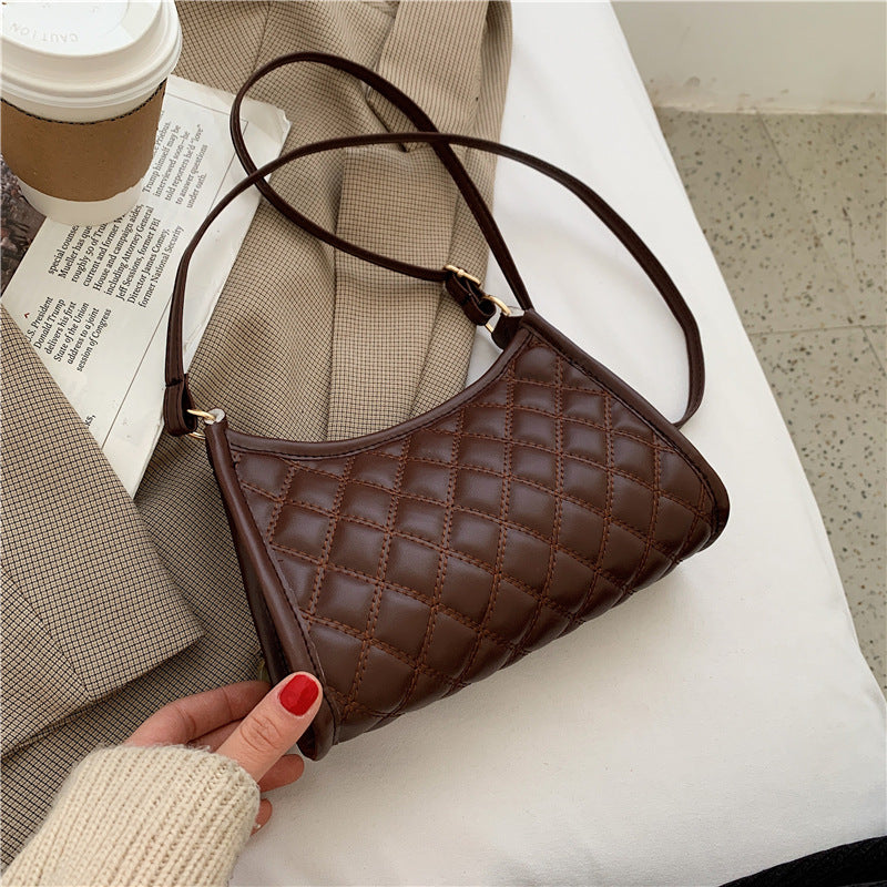 Women's Fashion Embroidery Thread Rhombus Underarm Bag Belt