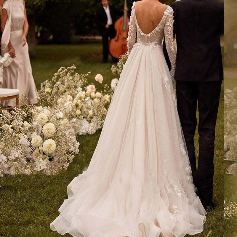 Plus size long sleeve bridal gown